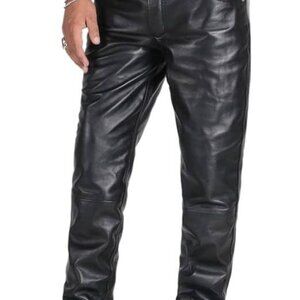 Laverapelle Men's Genuine Lambskin Leather Pants, Black